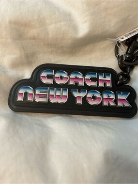 Coach Black New York Logo Keychain Charm